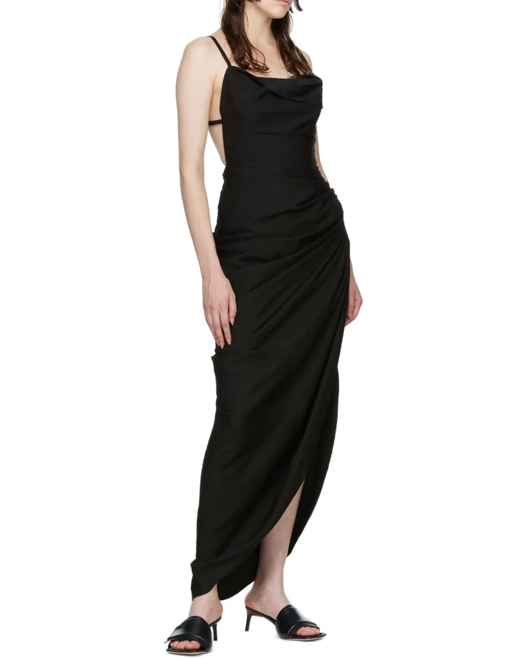Jacquemus Asymmetric Draped Midi Dress
