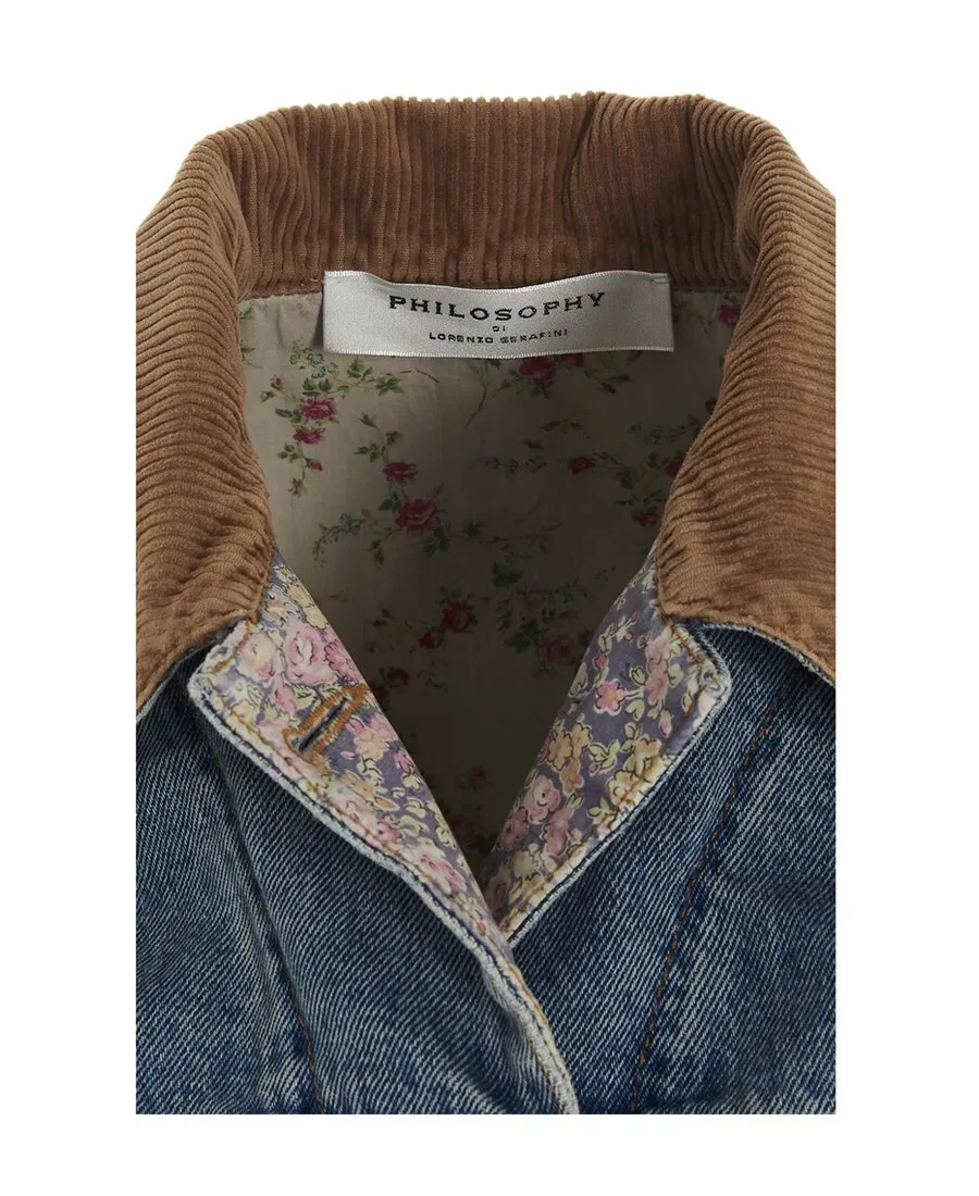 Contrasting-Panels Denim Dress