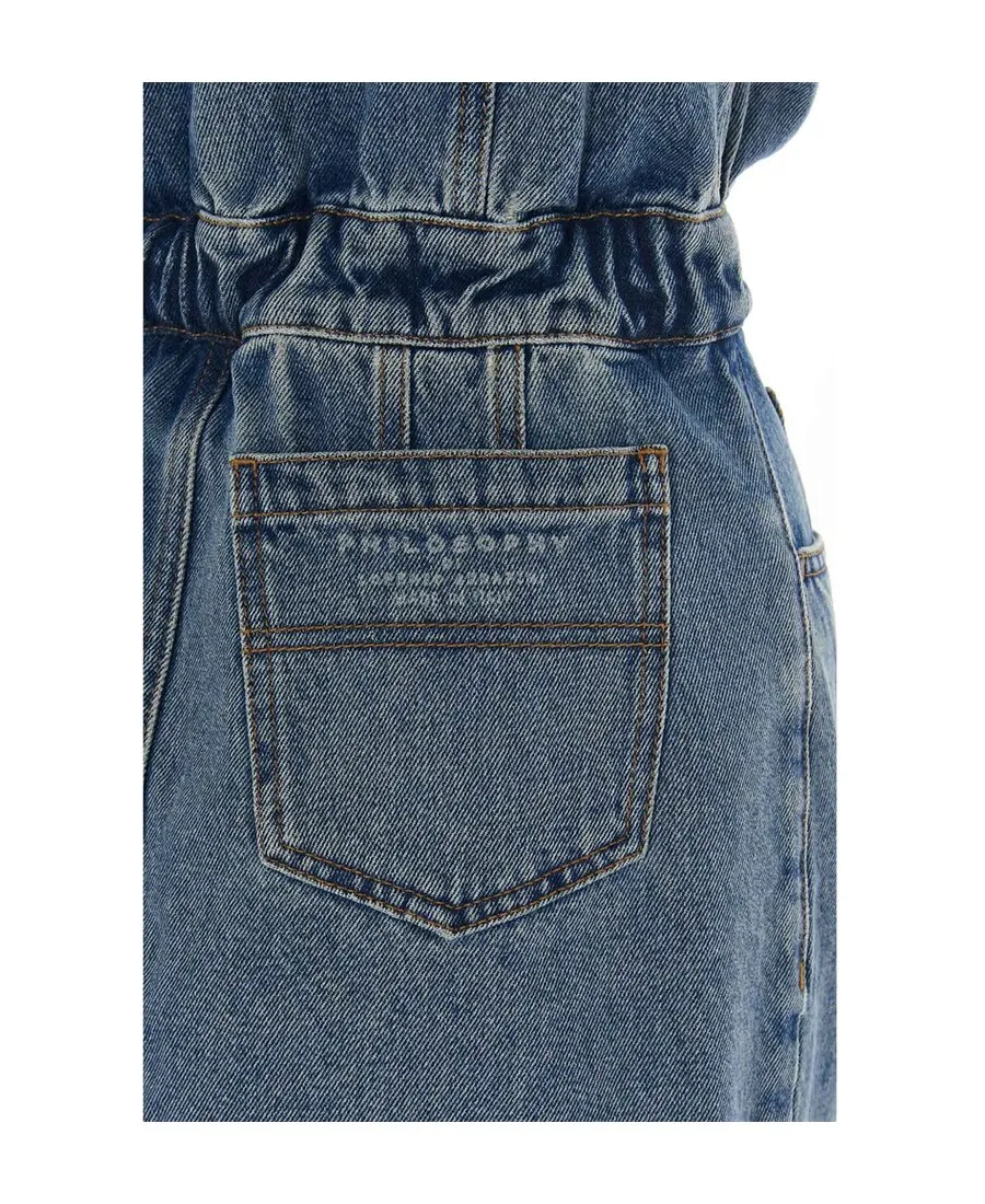 Contrasting-Panels Denim Dress