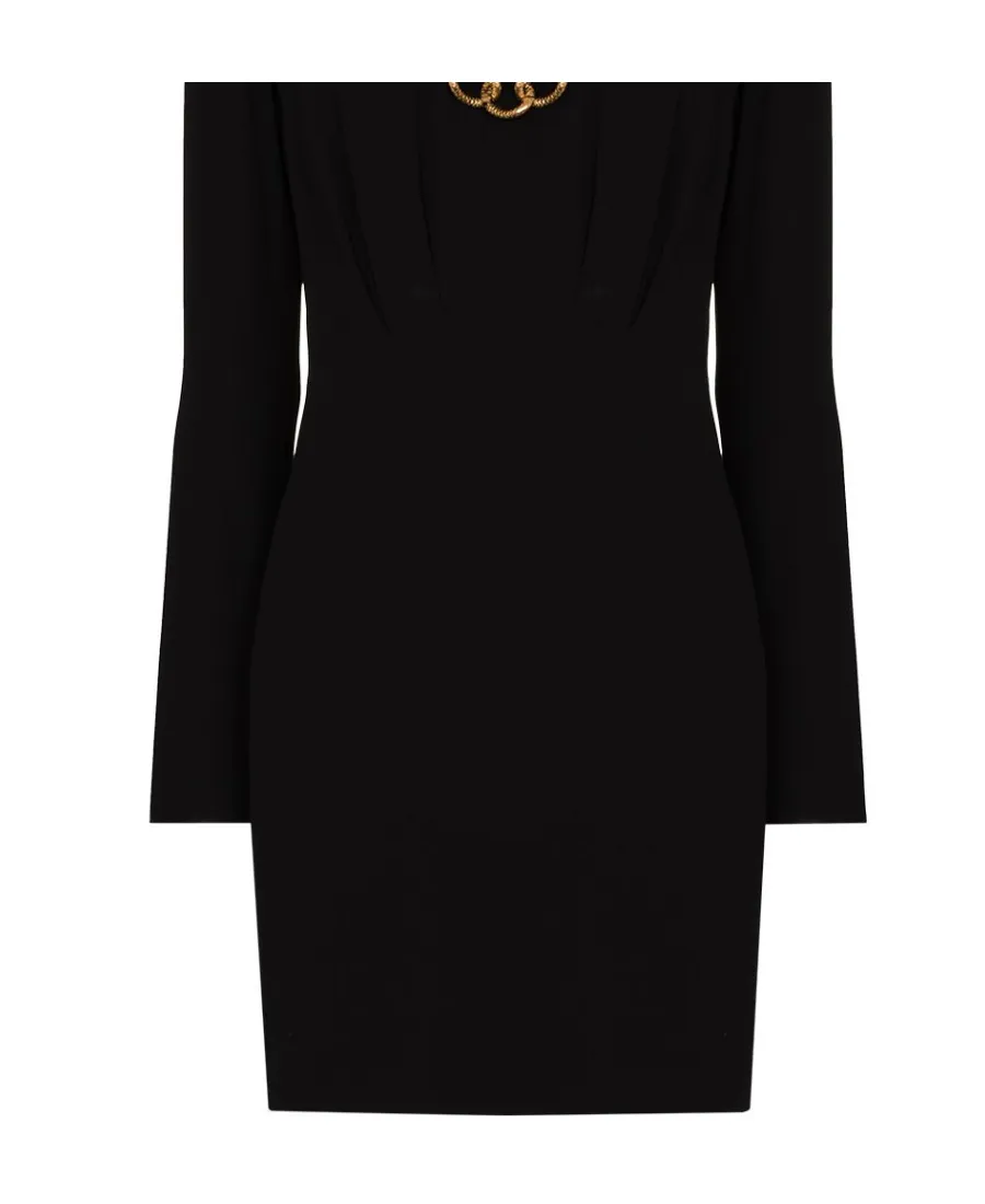 Chain-Trim Long-Sleeve Mini Dress