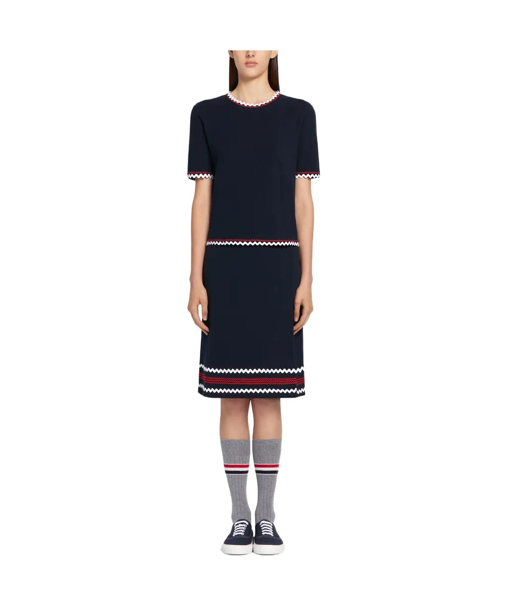Zigzag-Trim Pleated Rib T-Shirt