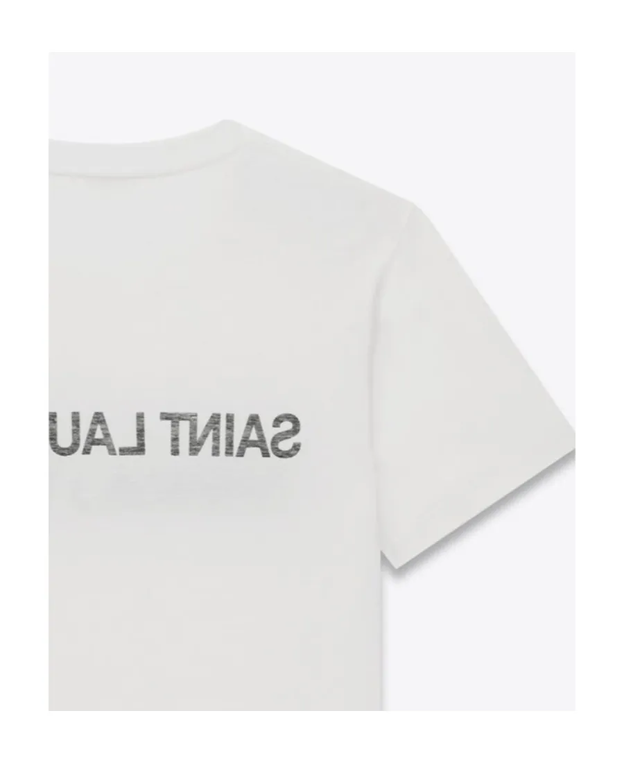 Saint Laurent Reverse Logo Printed Crewneck T-Shirt