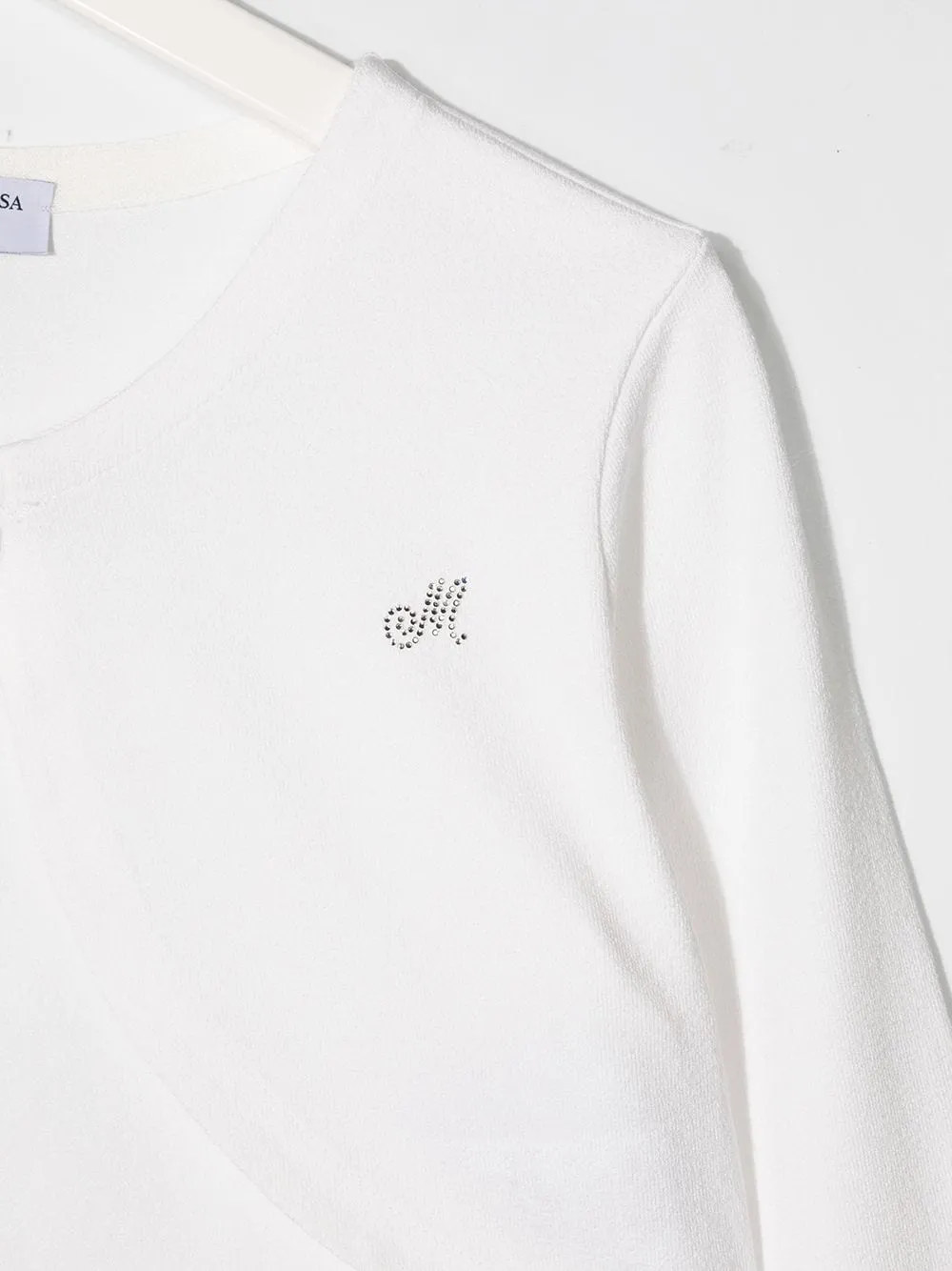 Rhinestone-Logo Cropped Cardigan