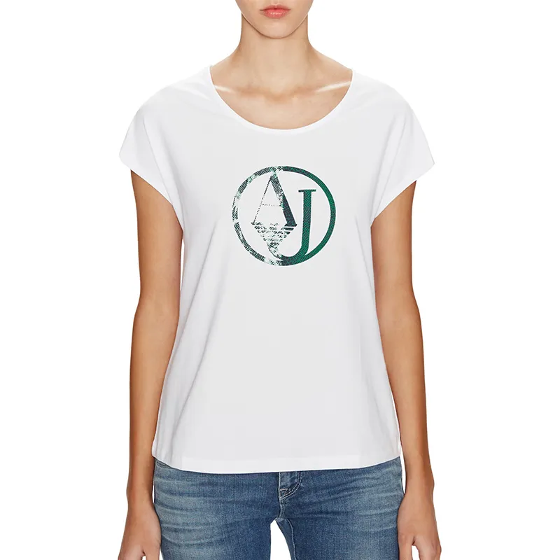 Armani Jeans Armani Denim White Cotton Printed Bat T-Shirt A5H56Ah10