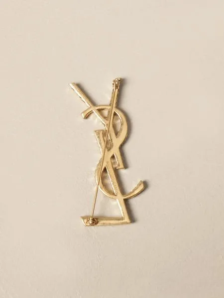 Ysl Logo Letter Brooch