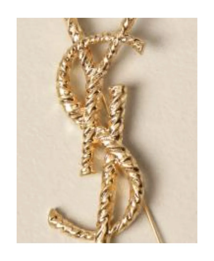 Ysl Logo Letter Brooch