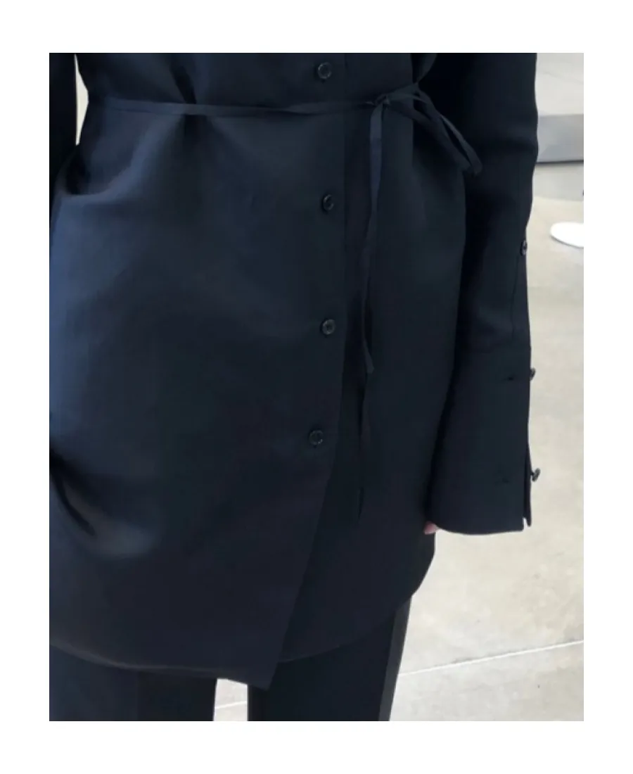 Buttoned Collarless Shirt