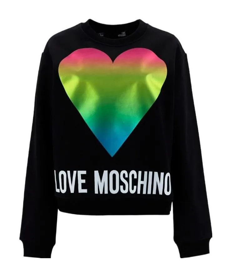 Rainbow Heart Print Cotton Sweatshirt