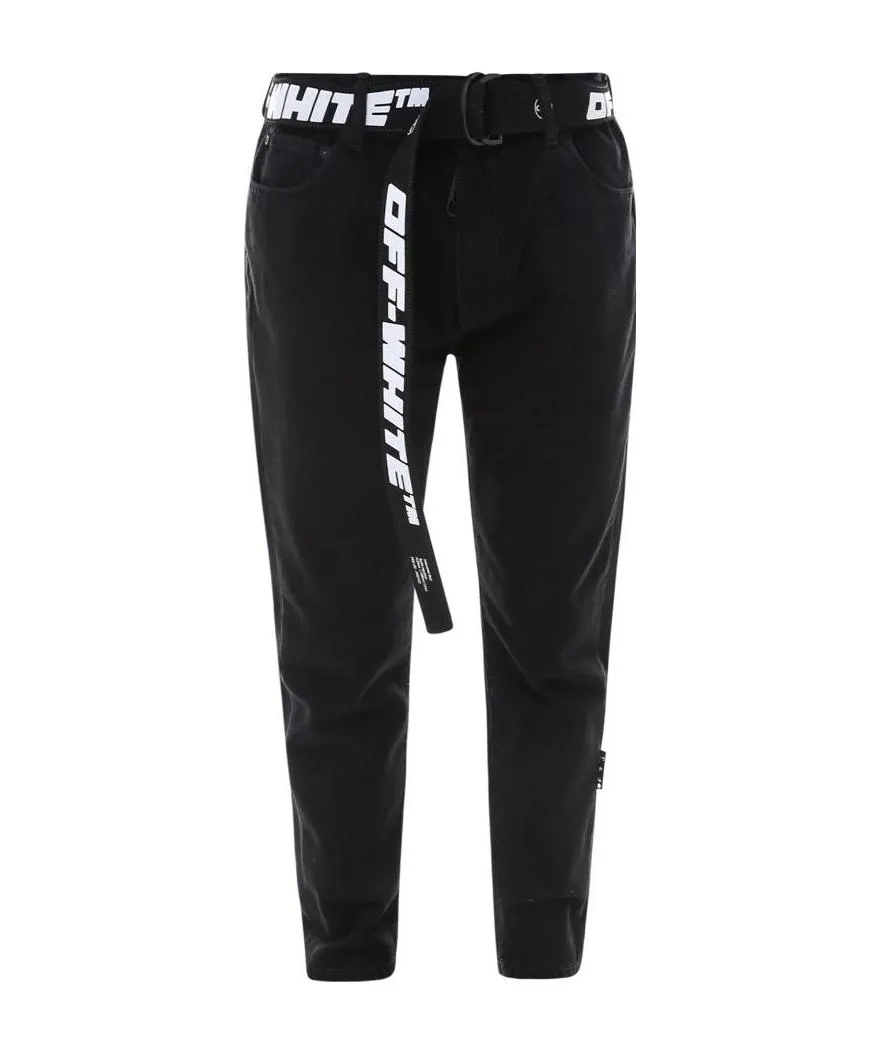 Off-White Industrial Belted Tapered Jeans