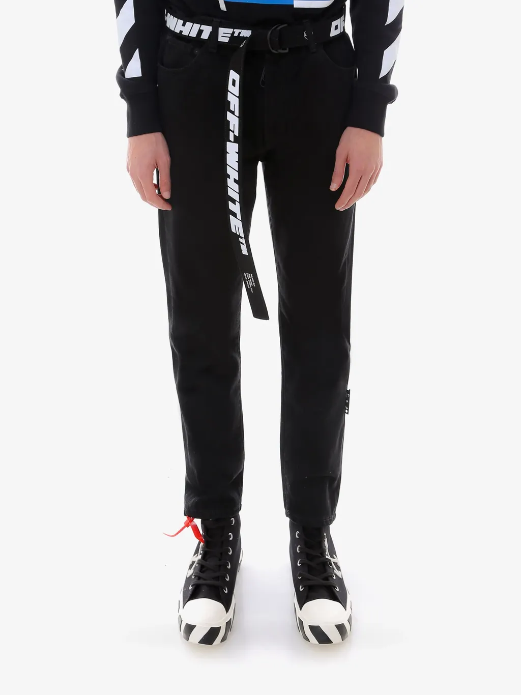 Off-White Industrial Belted Tapered Jeans