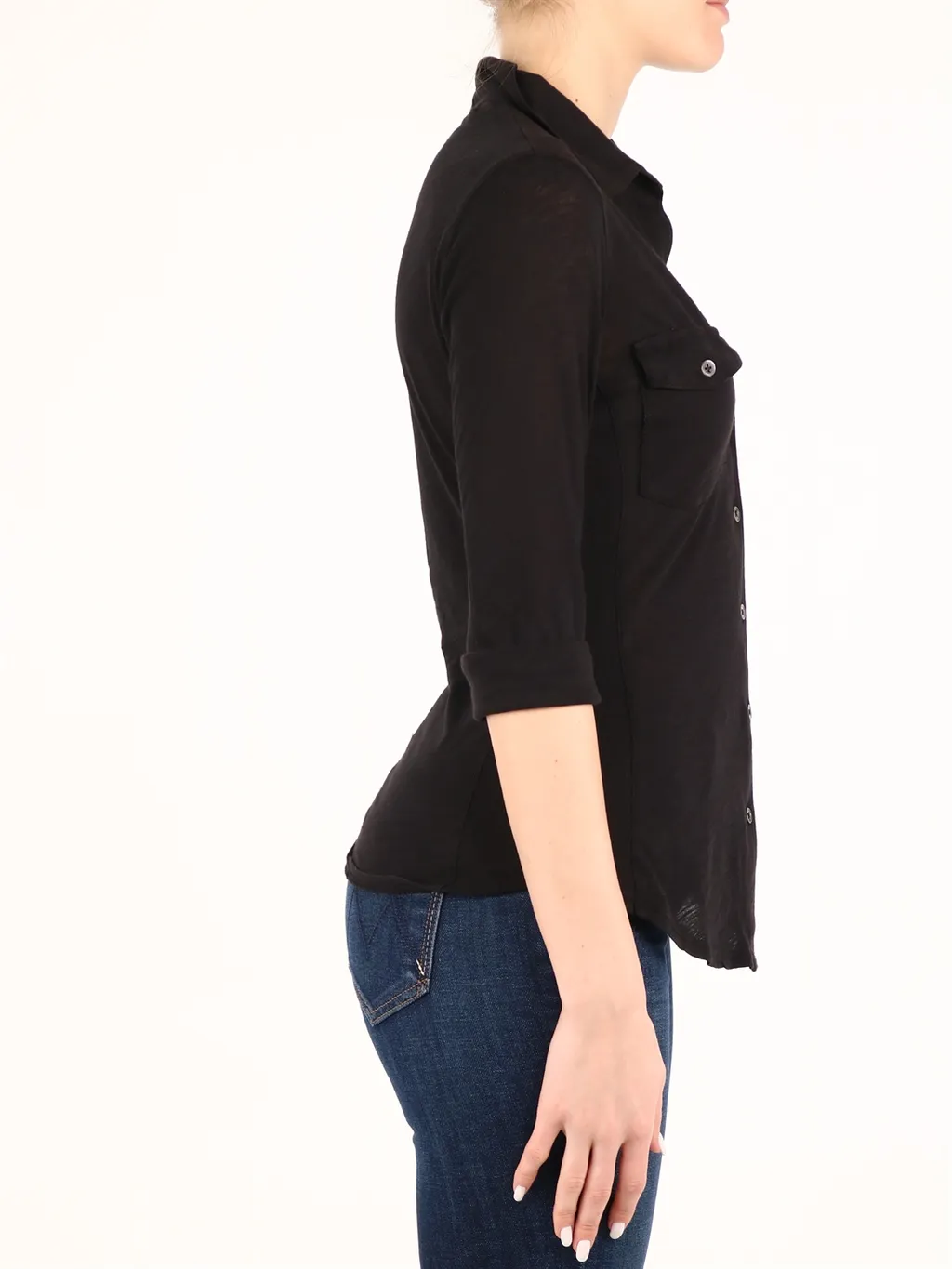 Black Slim Chest Pocket Shirt