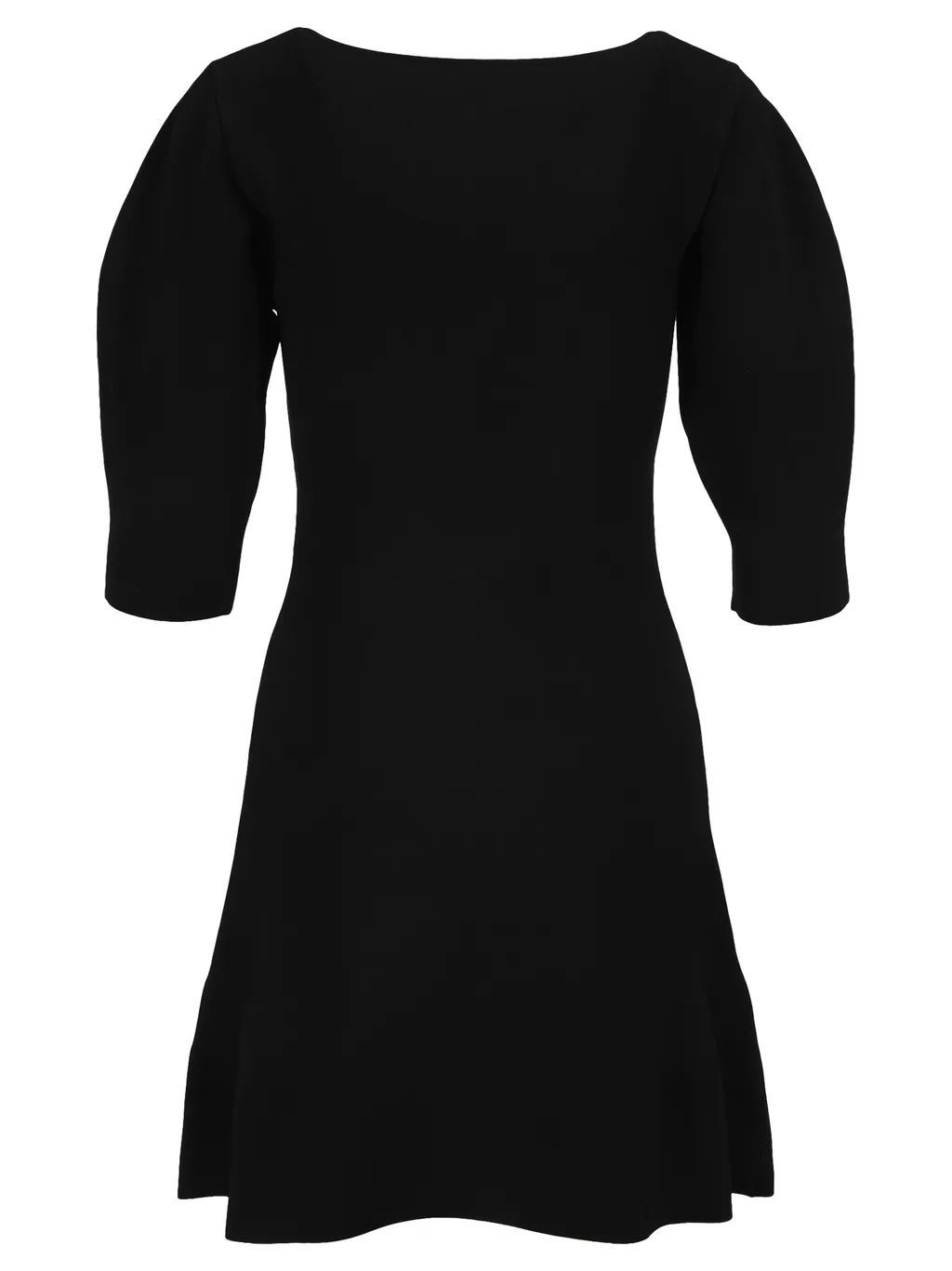 Scoop-Neck Puff-Sleeve Knitted Dress