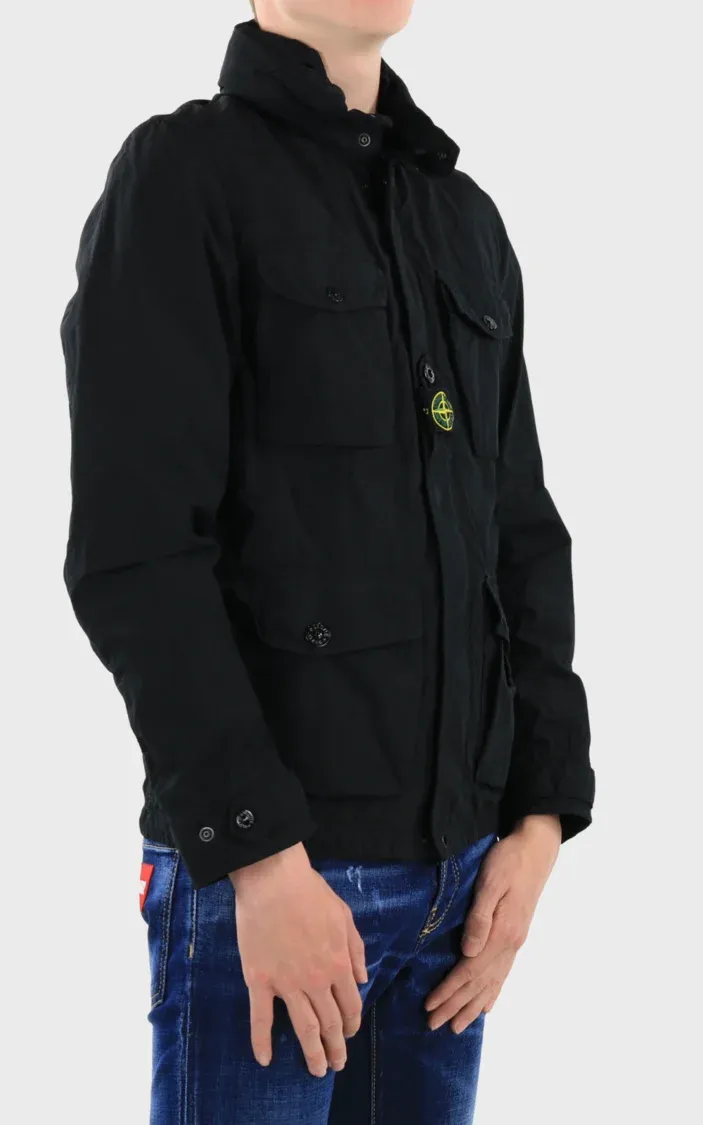 Black Hooded Casual Jacket