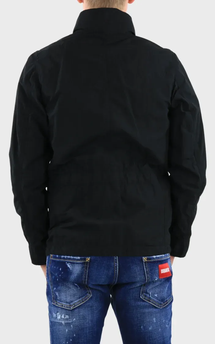 Black Hooded Casual Jacket