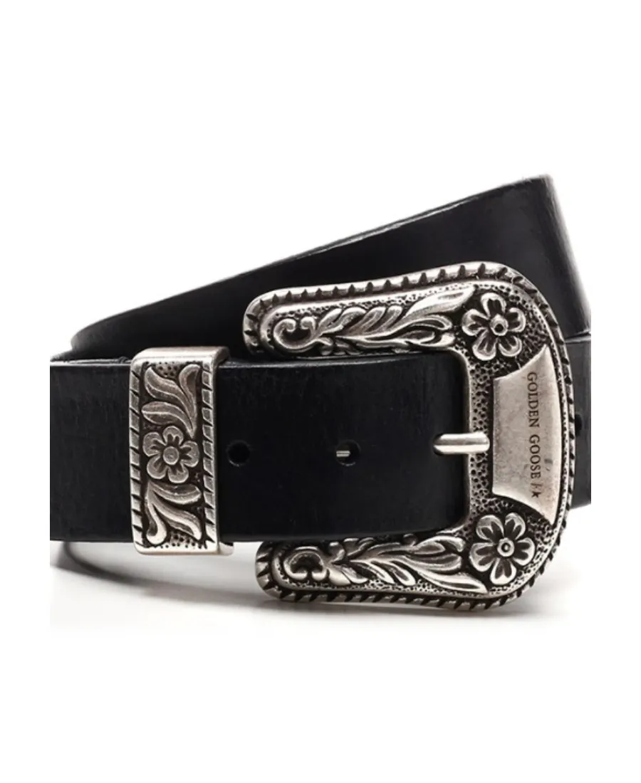 Golden Goose Deluxe Brand Logo Plaque Buckle Belt