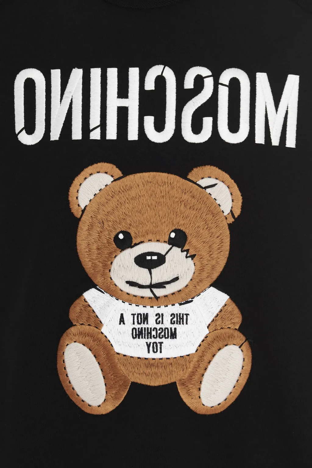 Teddy Motif Embroidered Sweatshirt