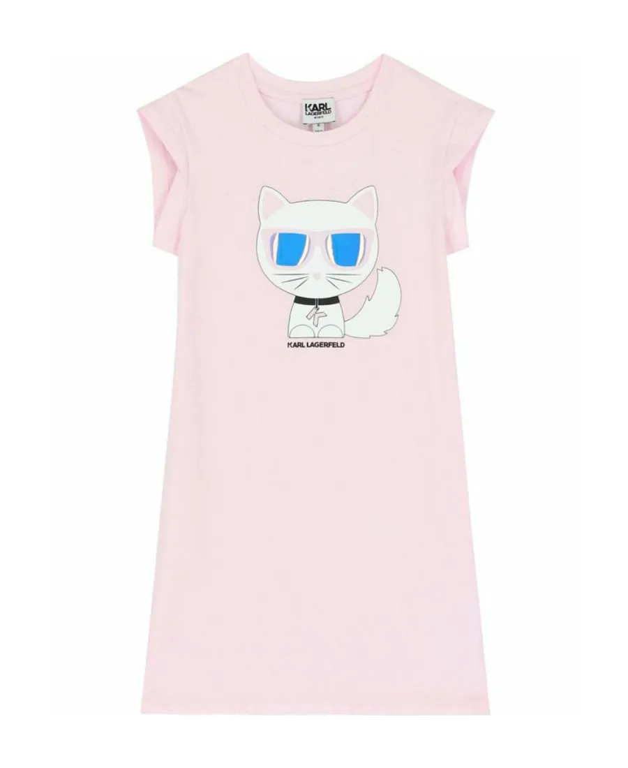 Teen Cat-Print T-Shirt Ruffle Dress