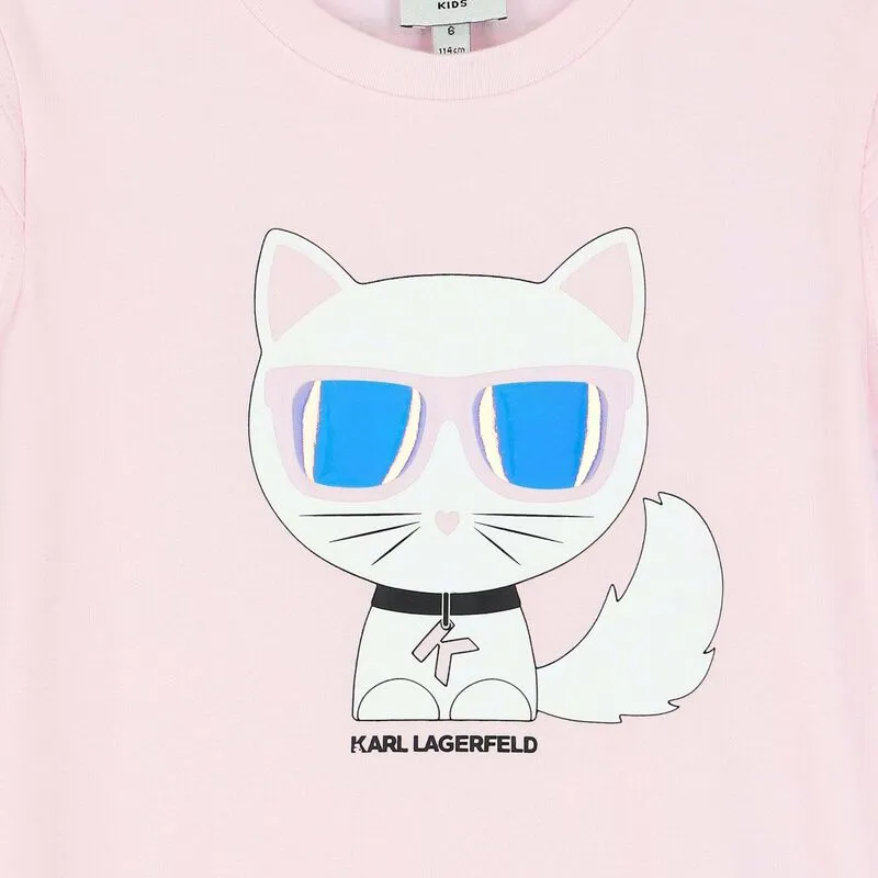 Teen Cat-Print T-Shirt Ruffle Dress