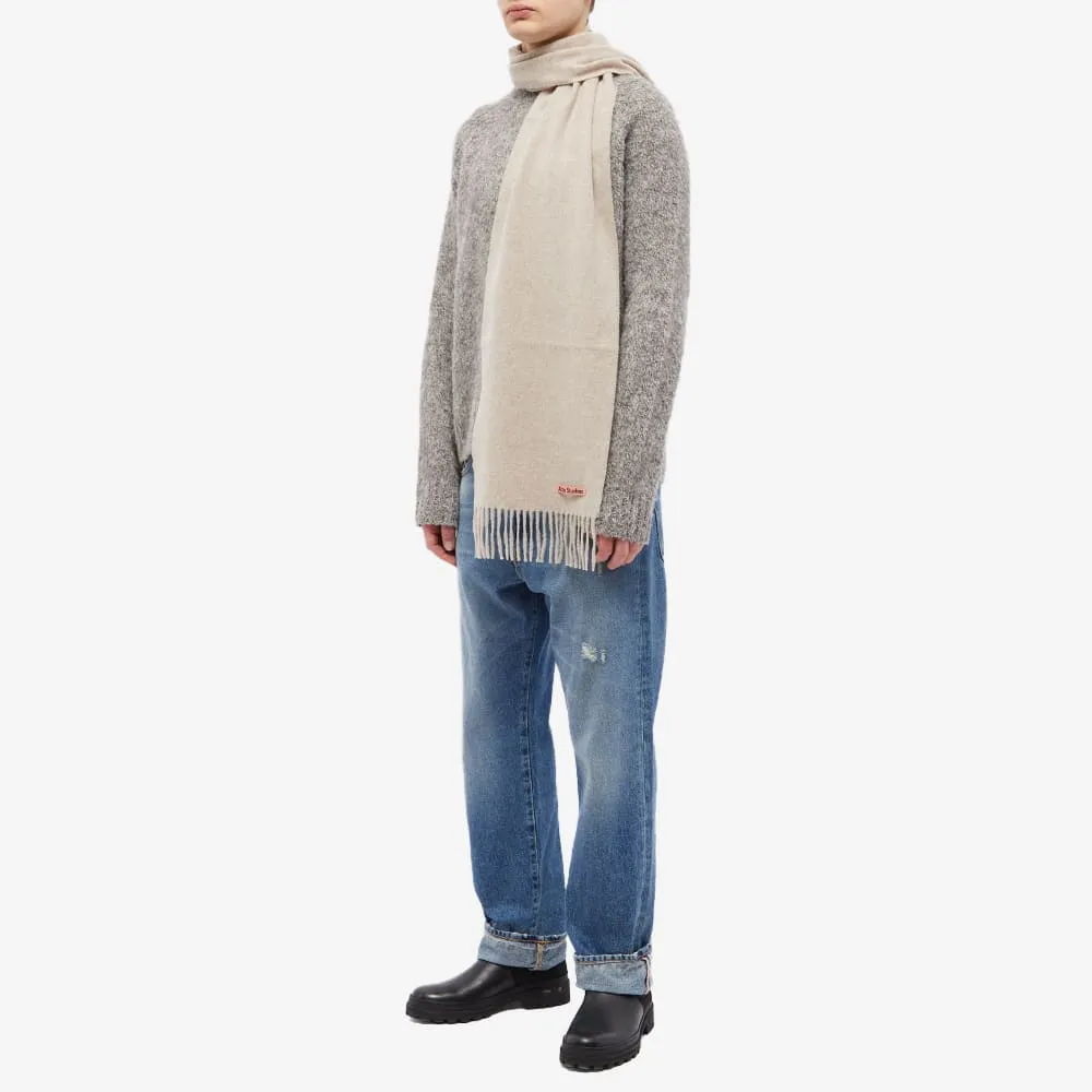 Acne Studios Logo Detailed Fringed Edge Scarf