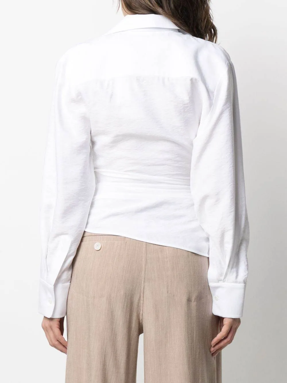 Spread-Collar Tie-Fastening Shirt