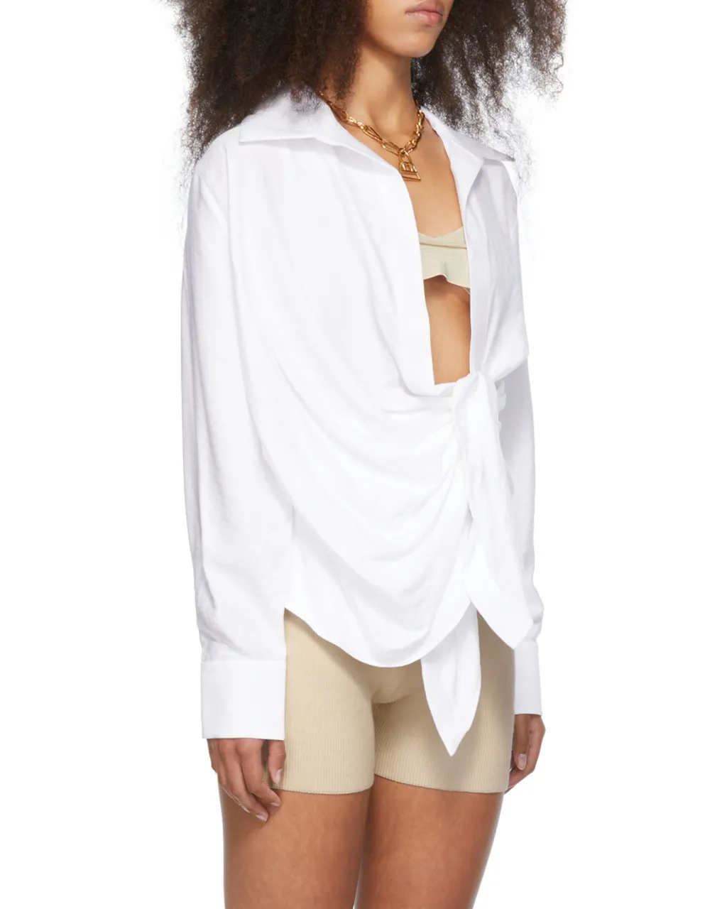 Spread-Collar Tie-Fastening Shirt