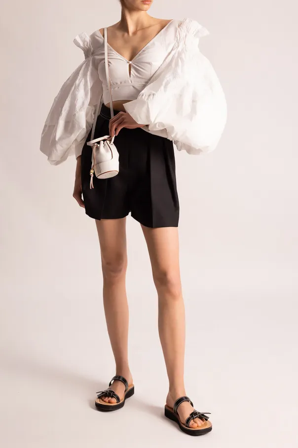 Balloon-Sleeves Cropped Top