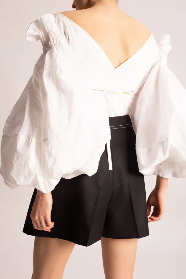 Balloon-Sleeves Cropped Top
