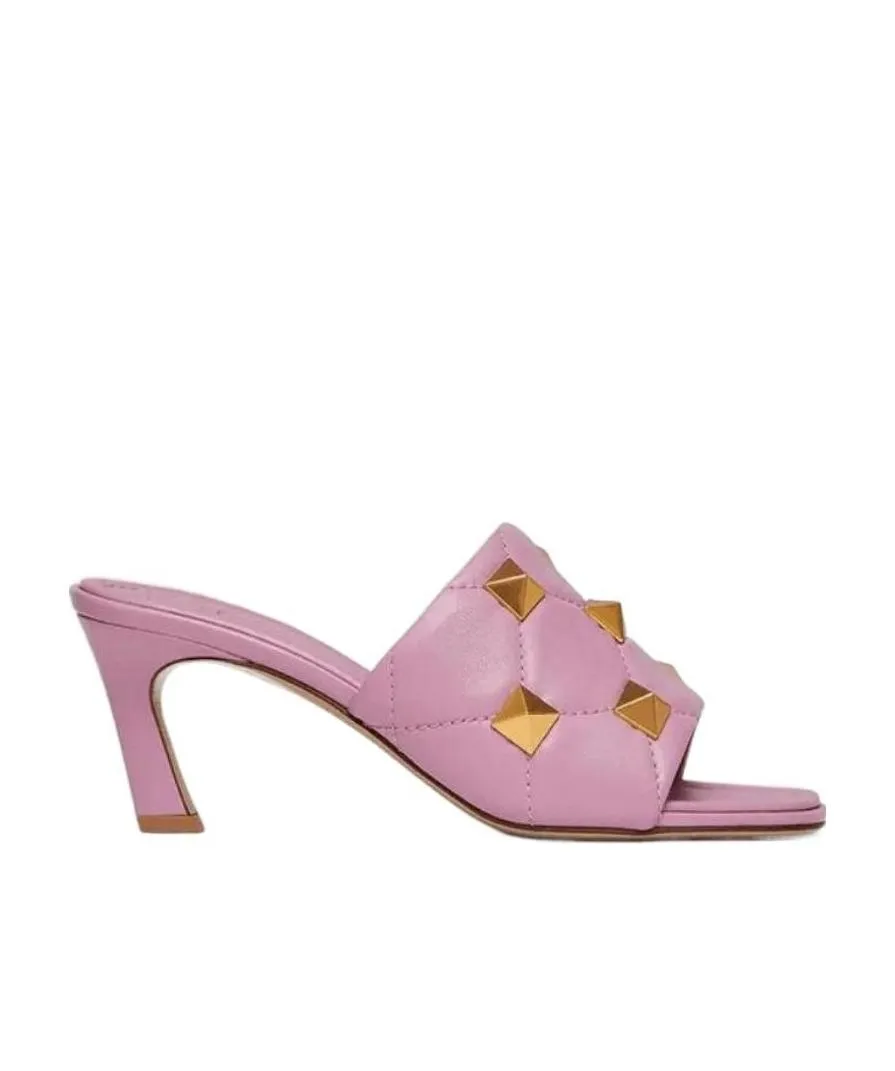 Stitched Napa Leather Roman Rivet Sandals 65Mm
