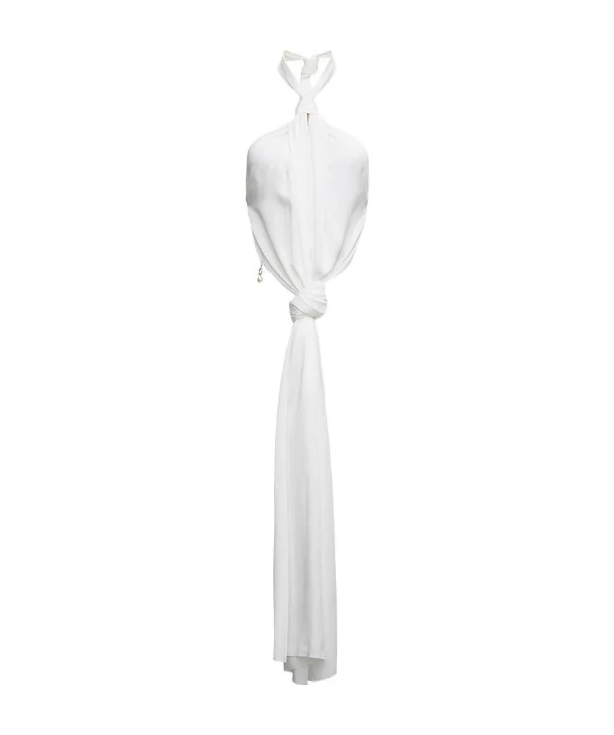 Halterneck Draped Knot Blouse