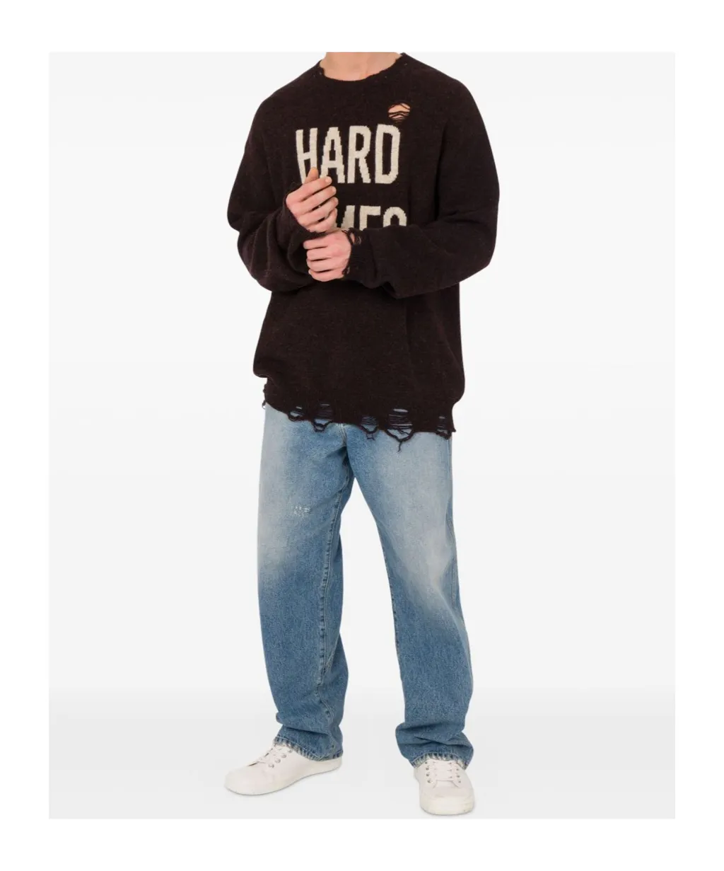 Moschino Hard Times Distressed Knitted Jumper