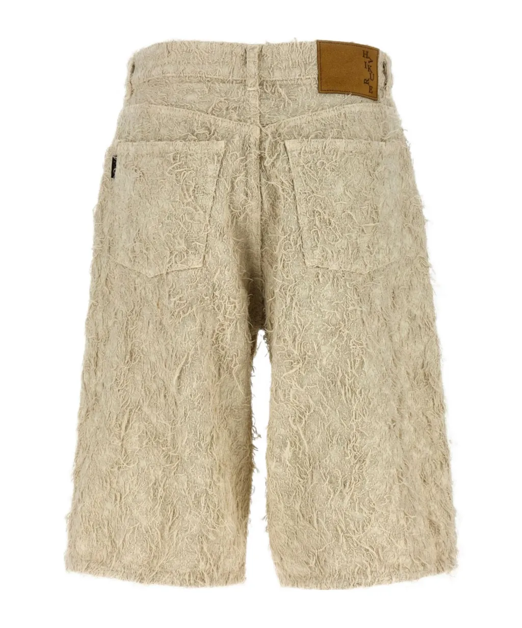 Becky Fur Denim Bermuda Shorts