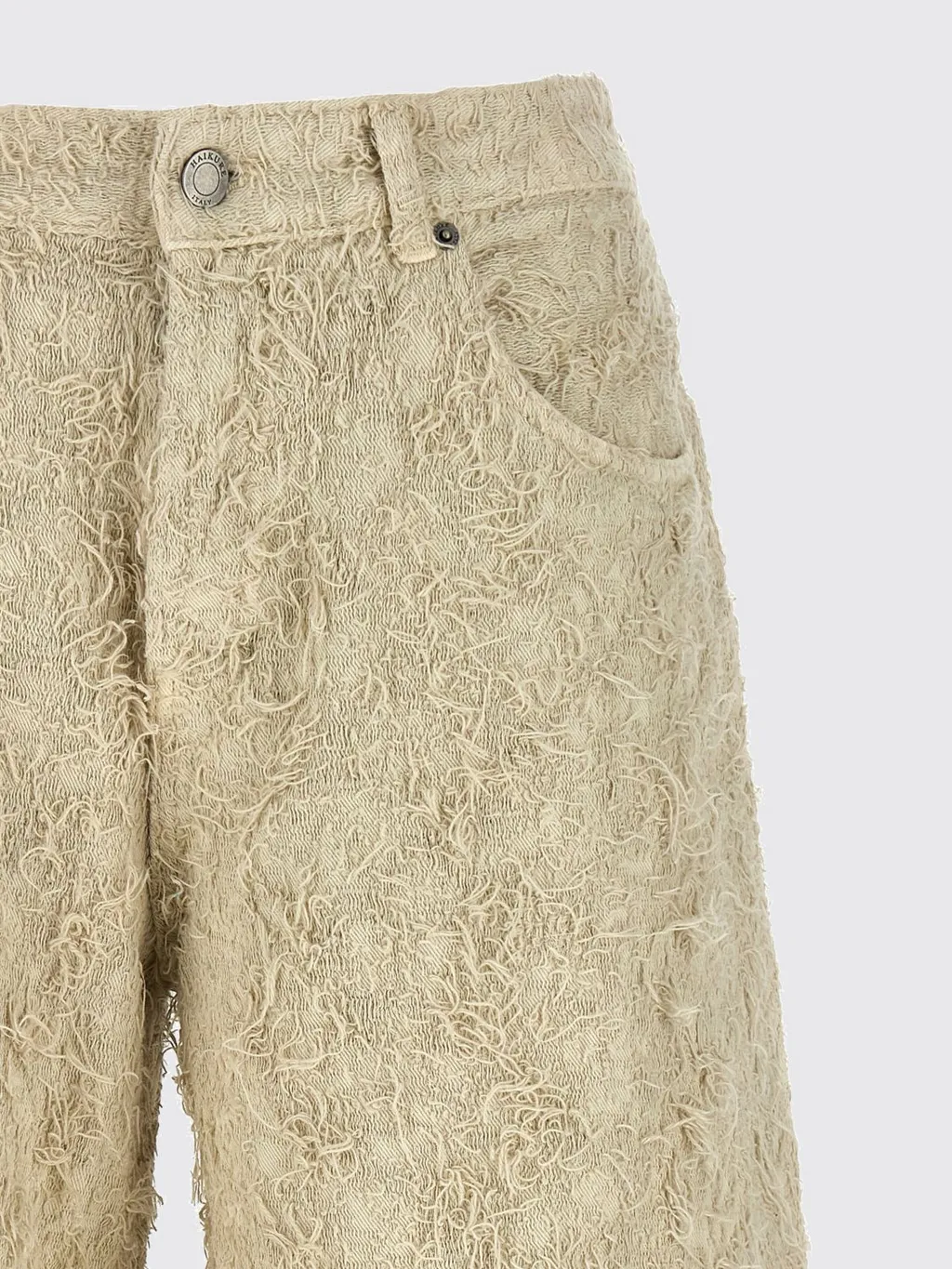 Becky Fur Denim Bermuda Shorts