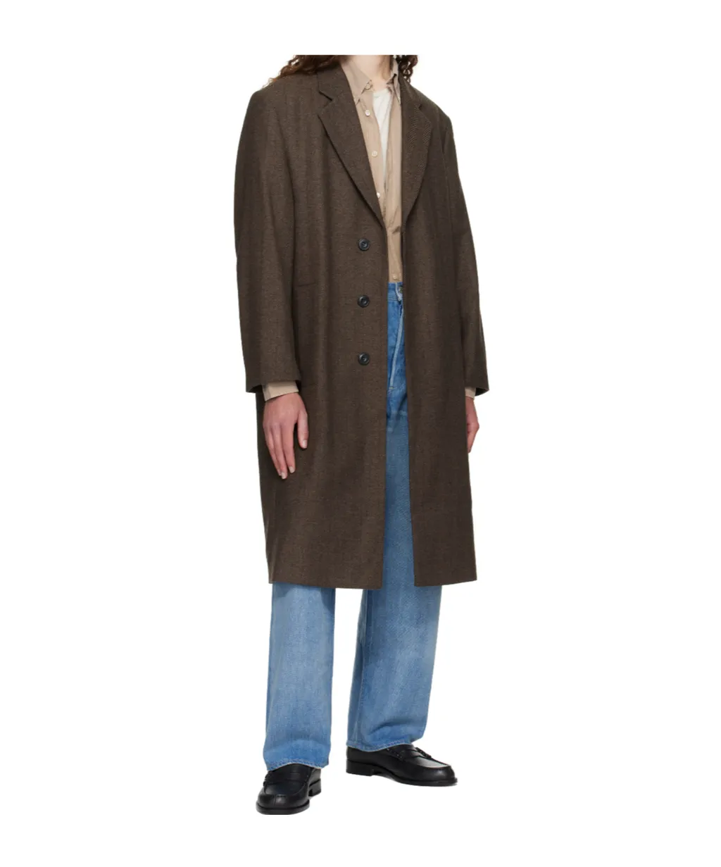 Herringbone Single-Breasted Coat