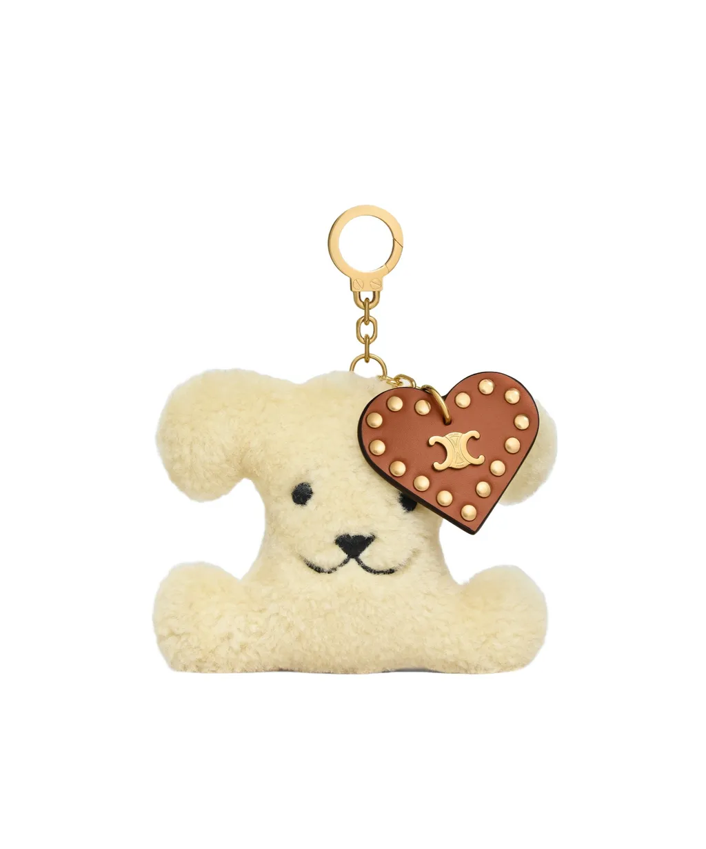 Triomphe Pom-Pom Charm In Shearling And Calfskin
