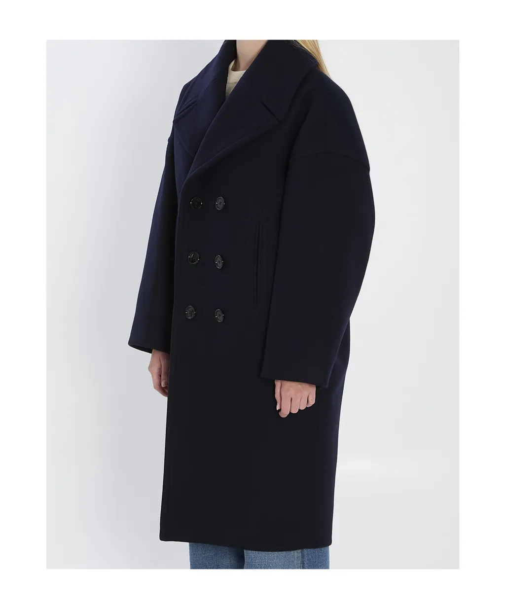 Long Peacoat In Wool Felt