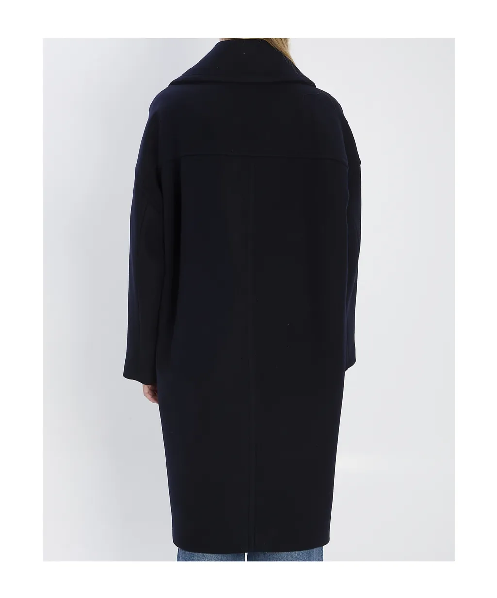 Long Peacoat In Wool Felt