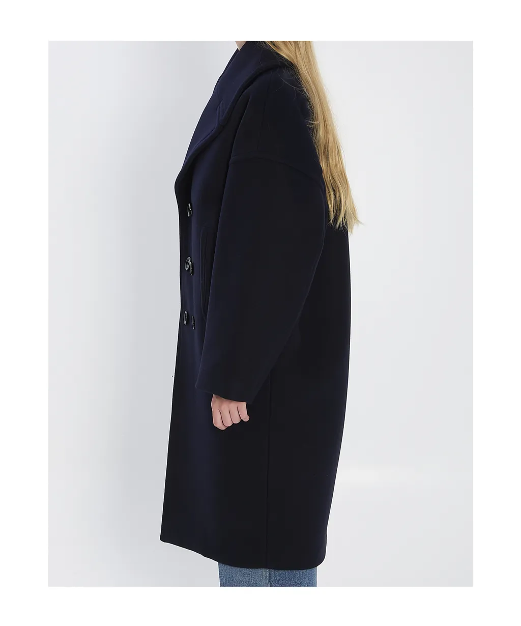 Long Peacoat In Wool Felt