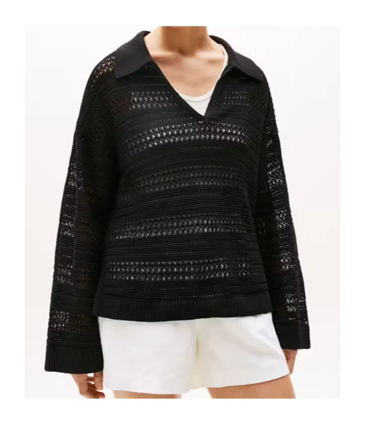 Striped Polo-Neck Sweater