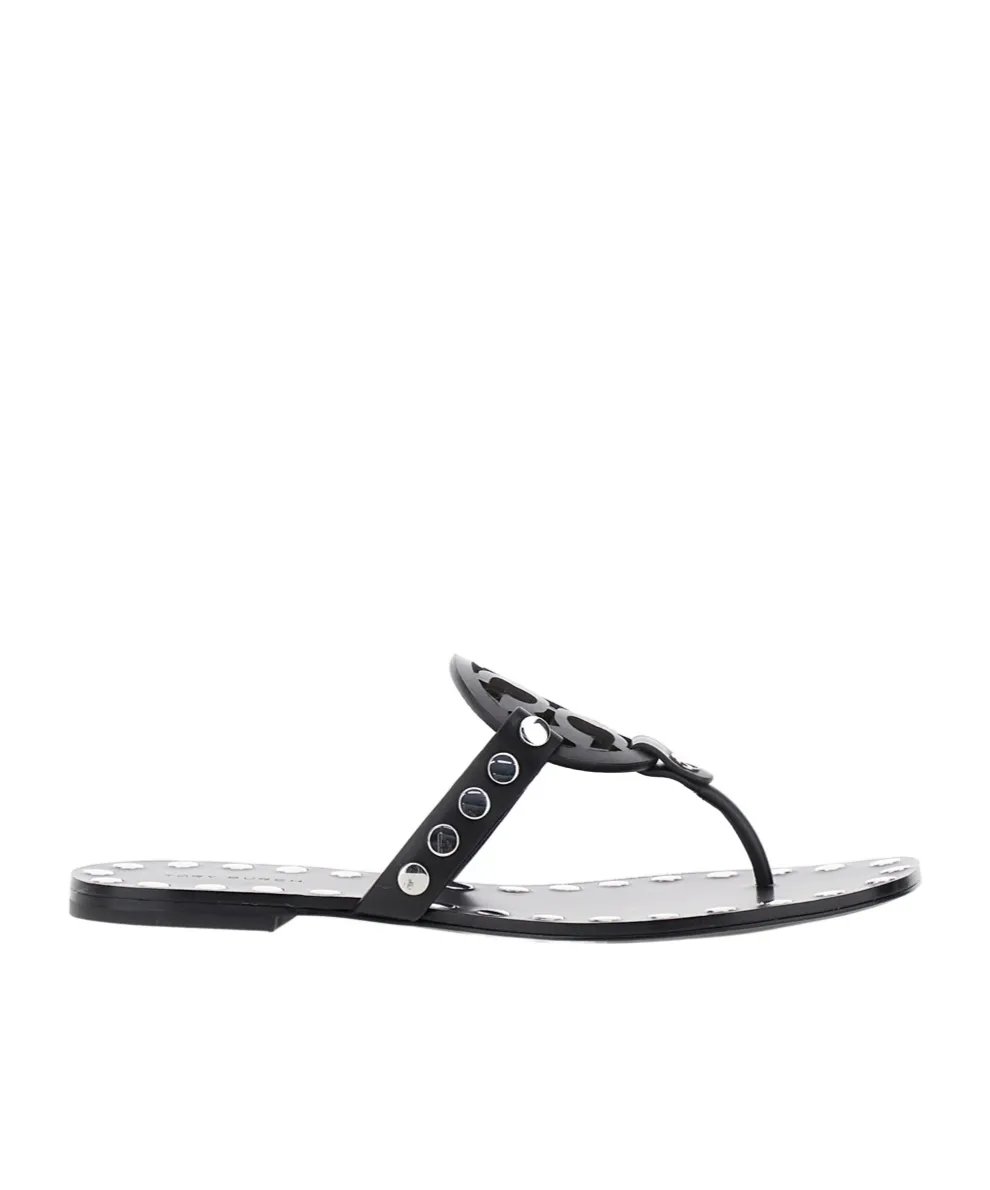Leather Studded Flat Sandals