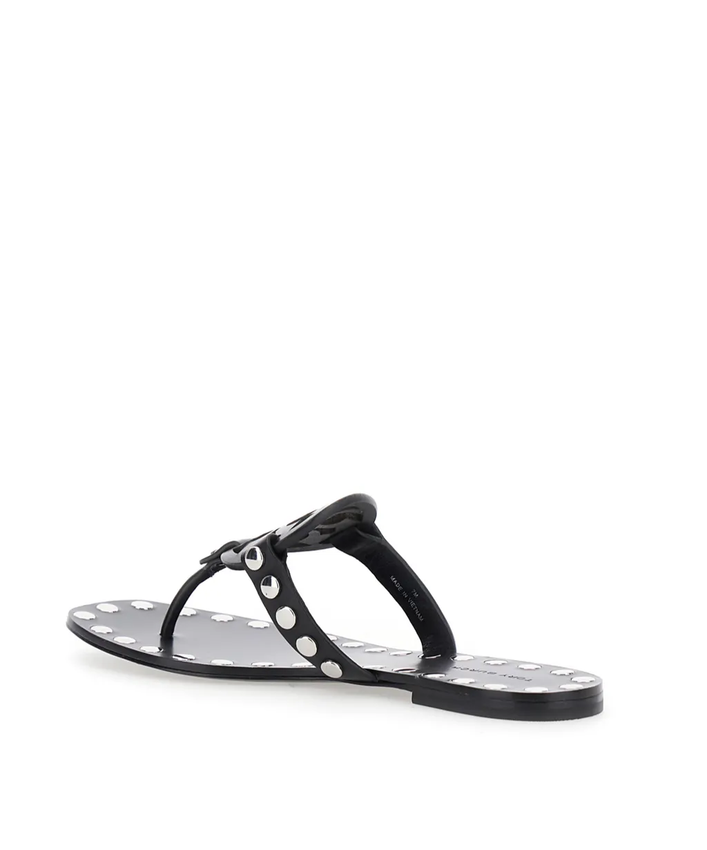 Leather Studded Flat Sandals