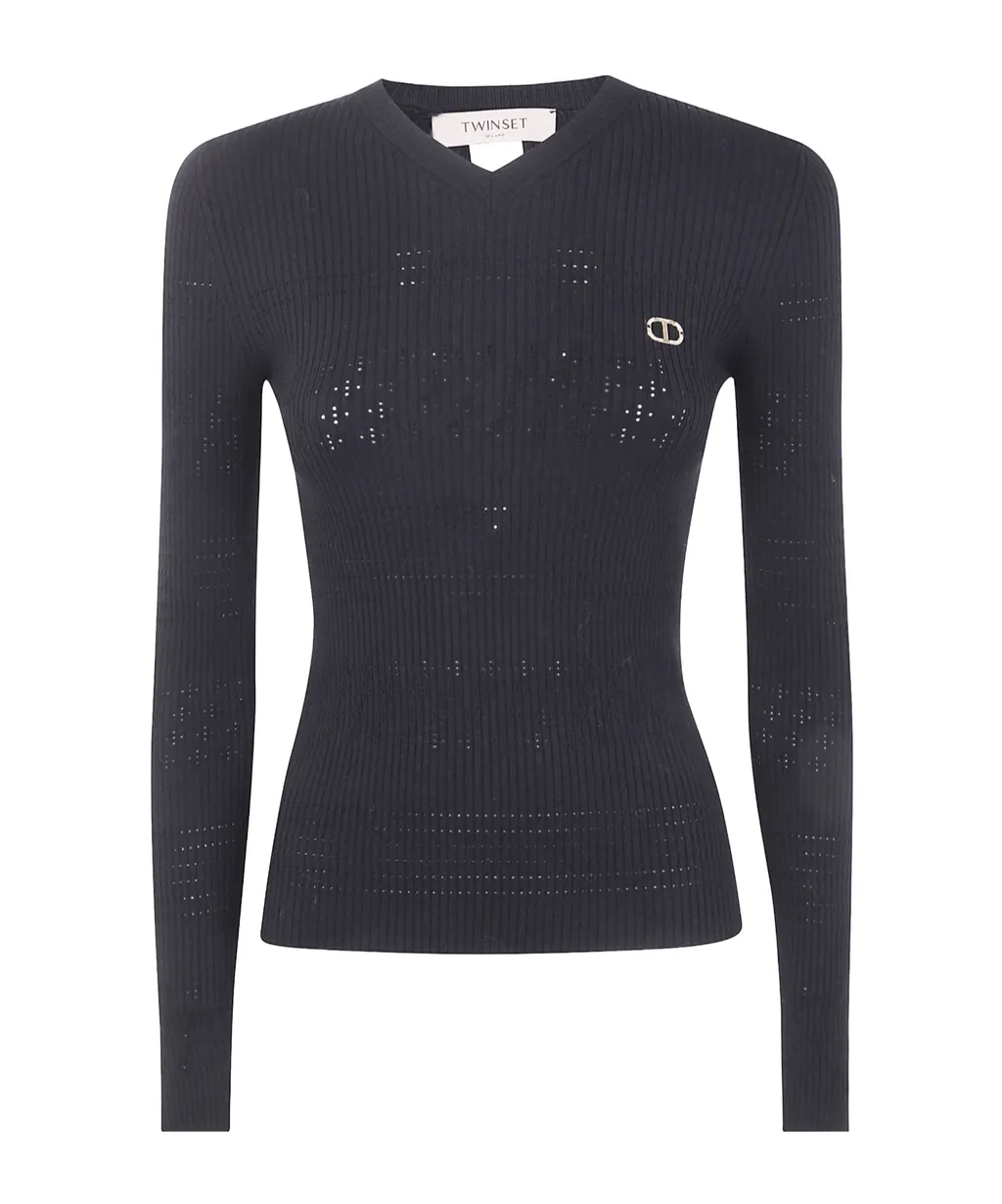 Twinset Perforated Knit Sweater