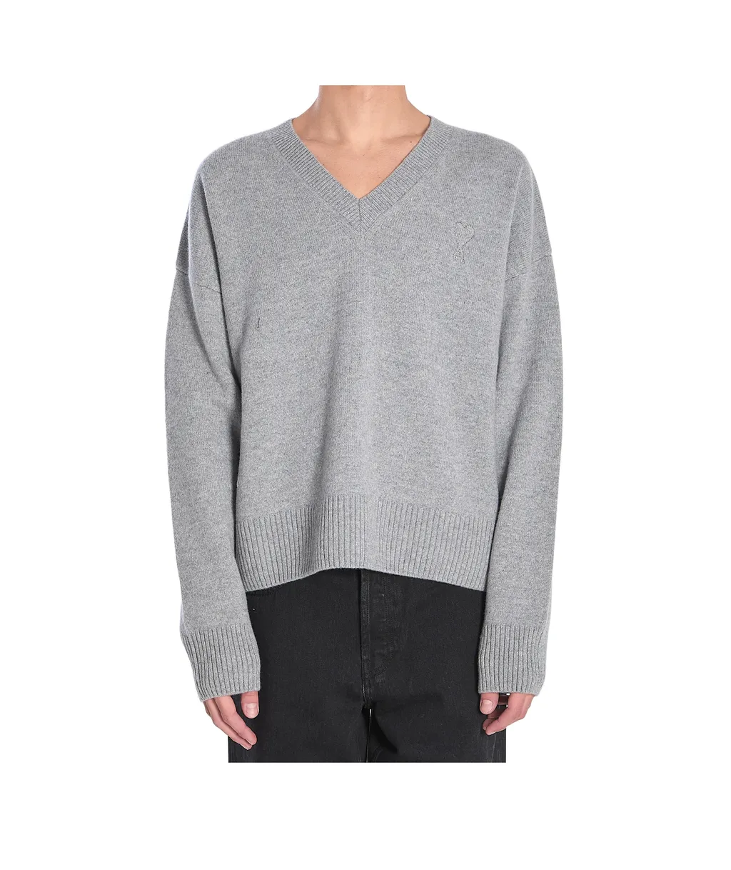 Ami Paris V-Neck Knitted Jumper