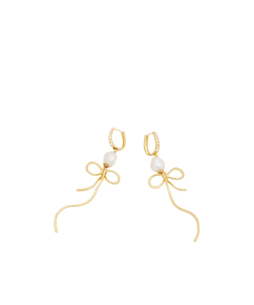 Marni Embellished Pearl Detailed Bow Earrings