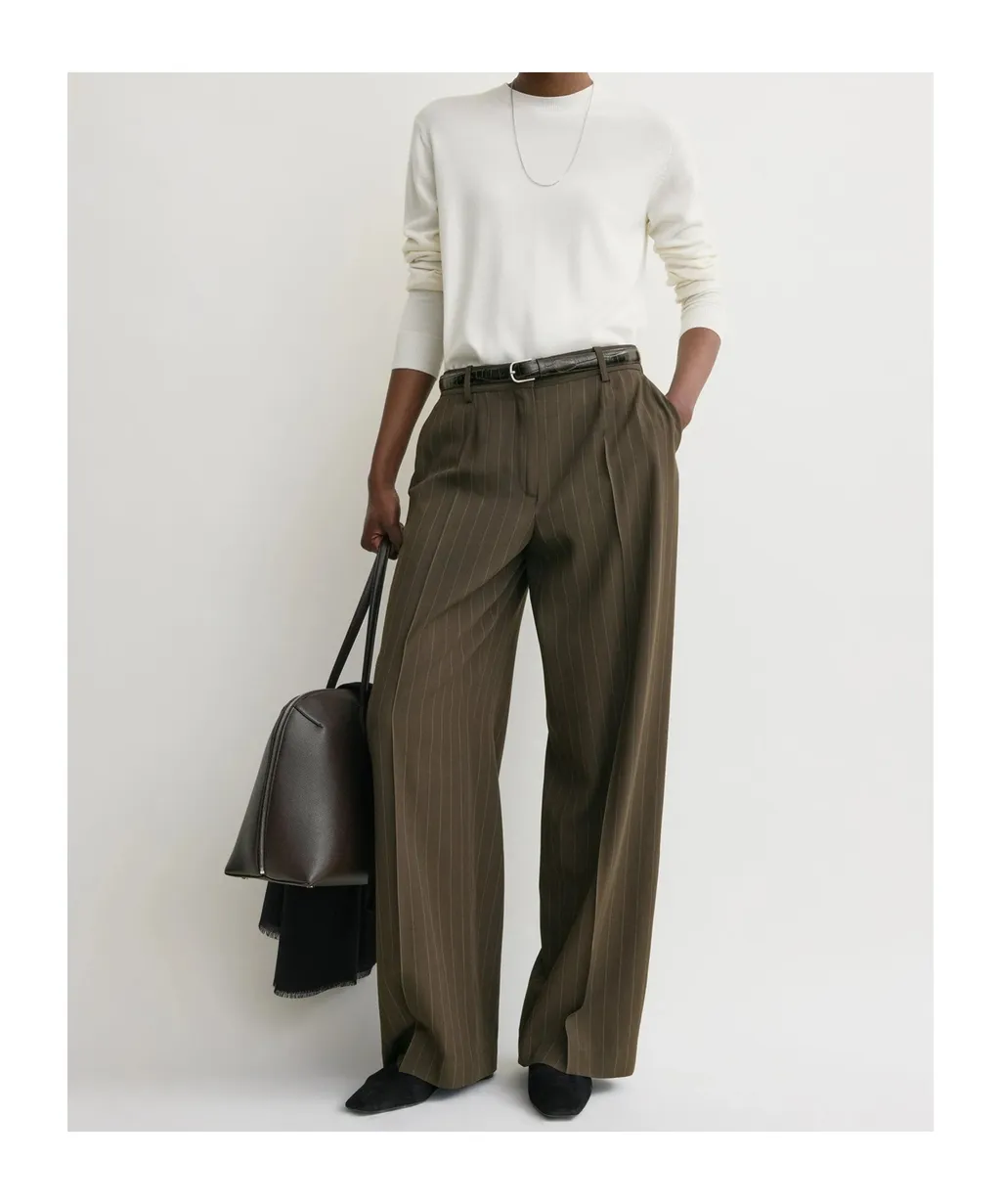 Pinstripe Wide Trousers