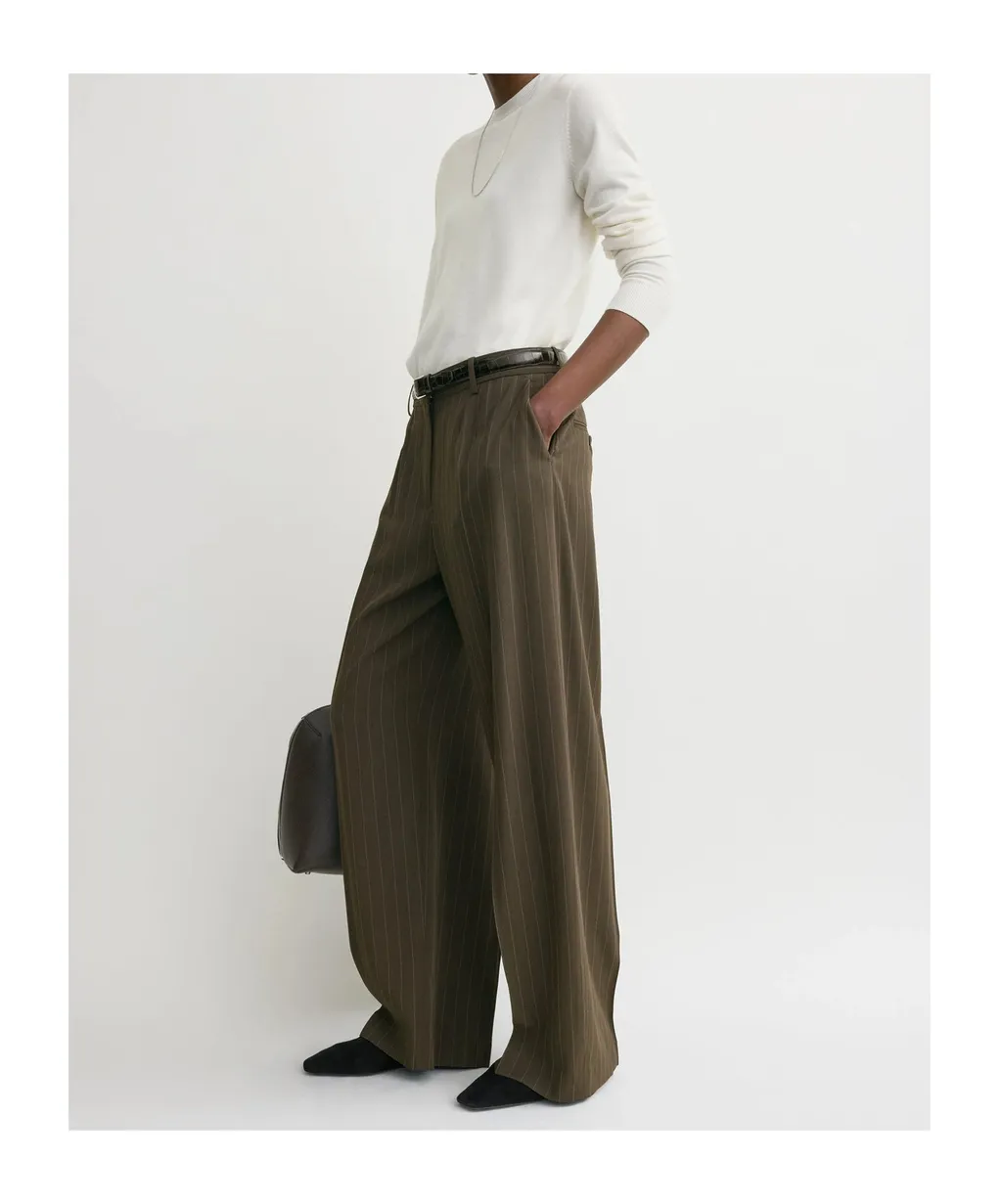 Pinstripe Wide Trousers