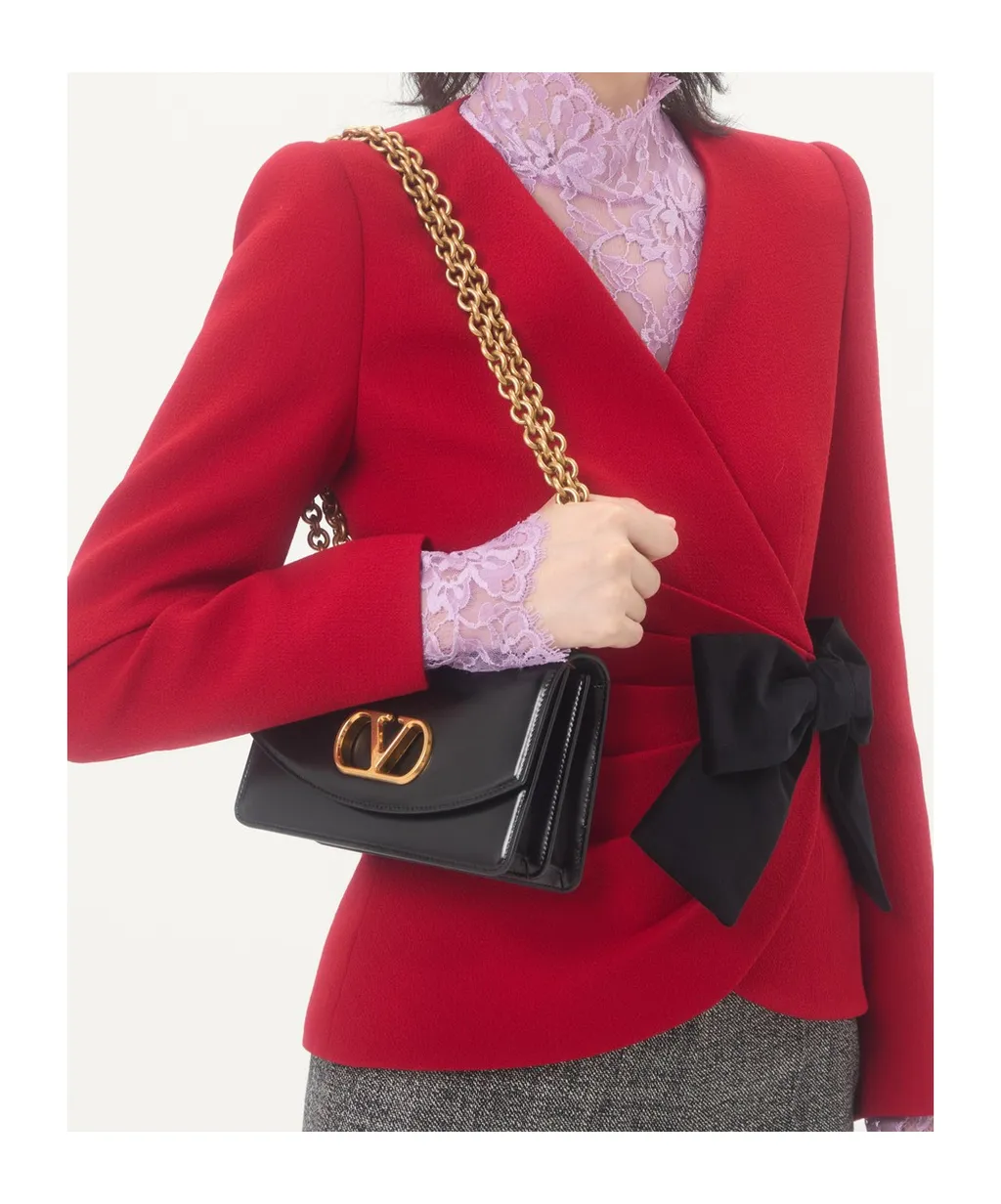 Wool Crepe Jacket With Contrasting Bow