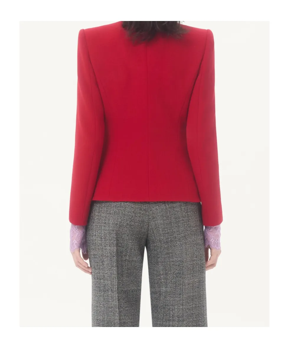 Wool Crepe Jacket With Contrasting Bow