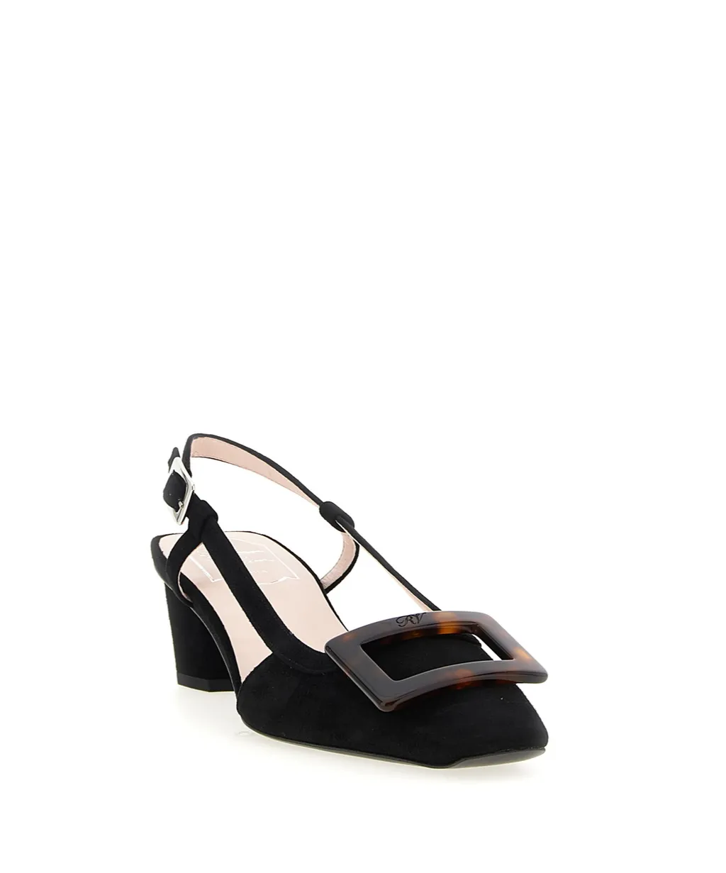 45Mm Belle Square-Toe Buckle Slingback Pumps