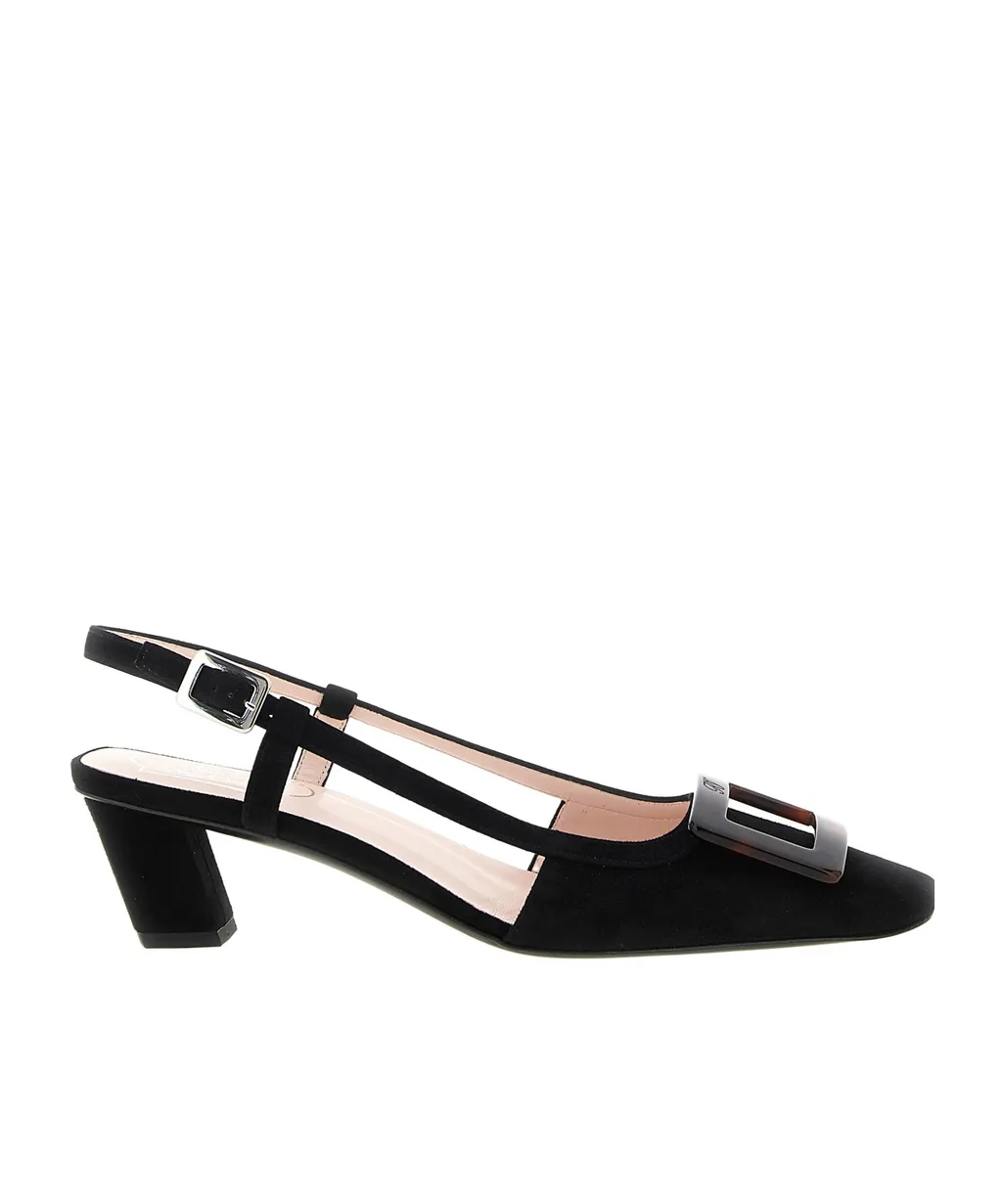 45Mm Belle Square-Toe Buckle Slingback Pumps