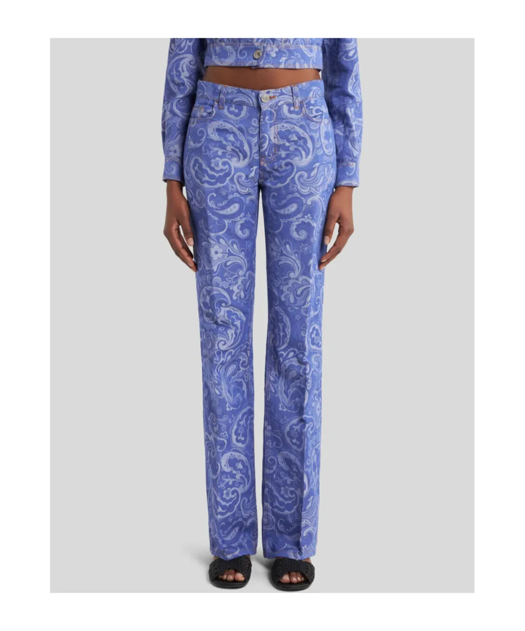 Etro Paisley-Jacquard Logo Patch Jeans
